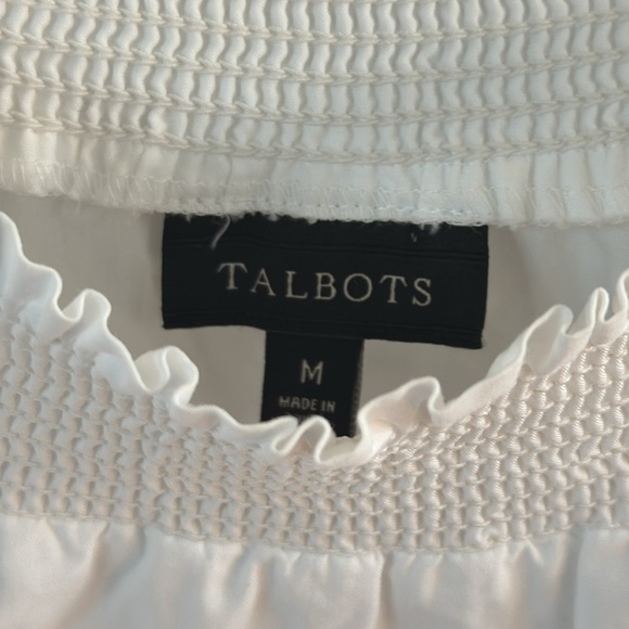 Talbots Embroidered Floral White Cotton Top size Medium - Picture 2 of 5